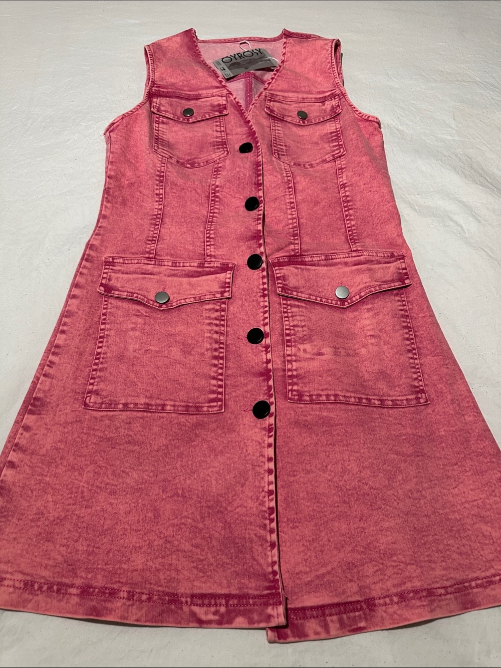 Oxbow Pink Denim Mini Dress with Front Pockets